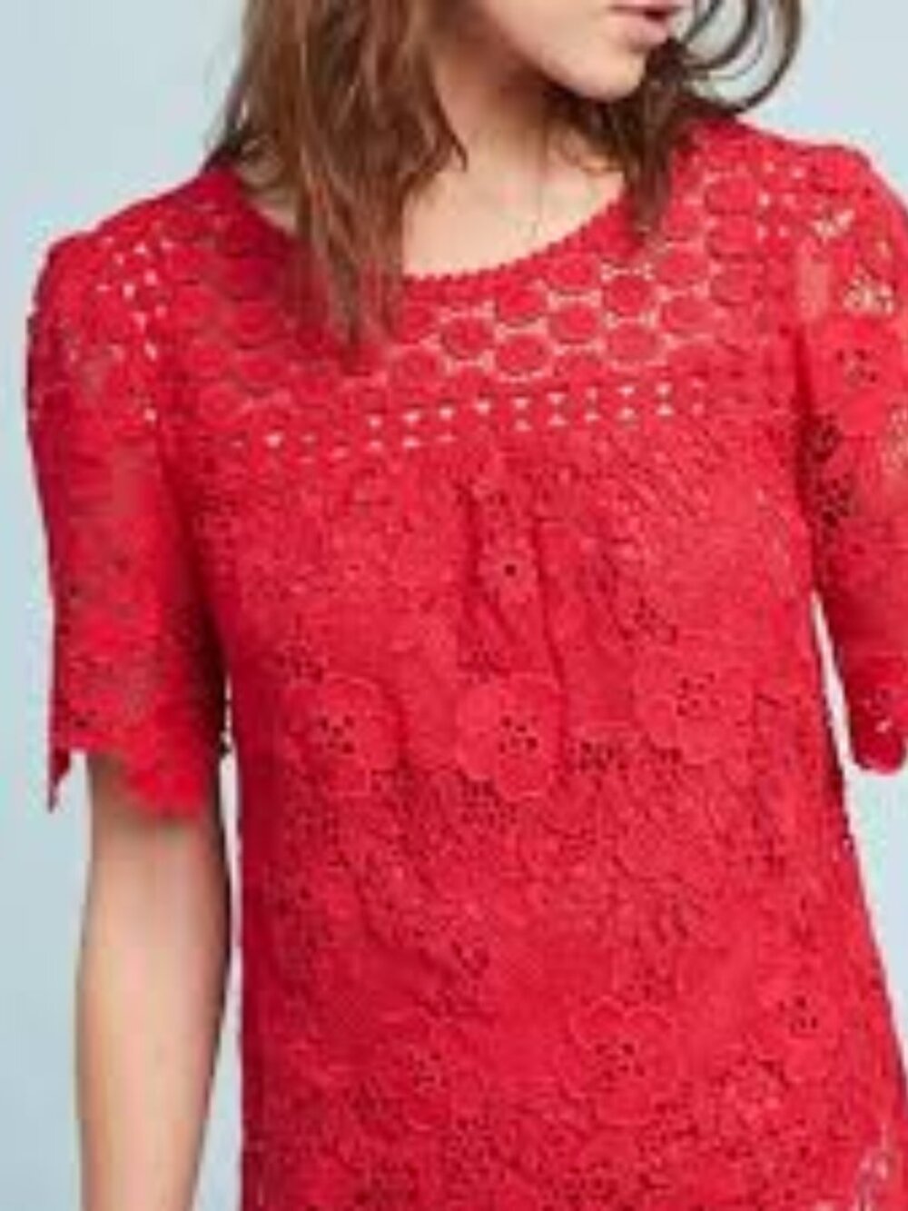Anthropologie Vanessa Virginia Red Lace Blouse 10